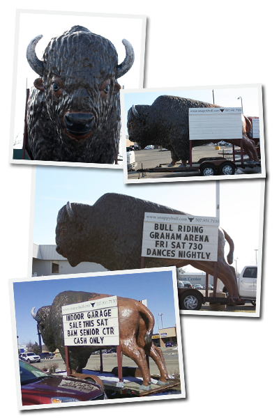 Collage of photos of Snappy Buffalo sign