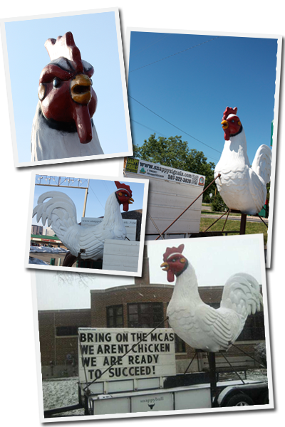 Collage of photos of Snappy Chicken sign